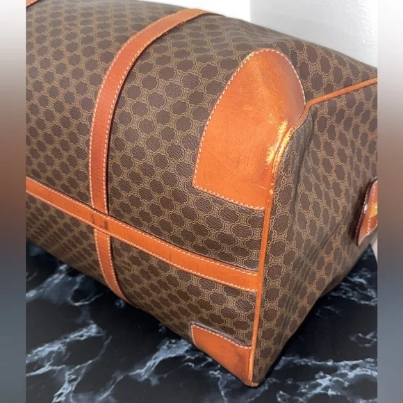 Celine | Brown Macadam Triomphe Canvas Travel Overnight Duffle Bag AUTHENTIC - Picture 8 of 16